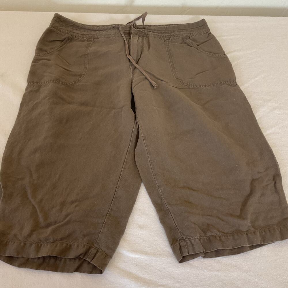 Coldwater Creek Capri Pant Women P14 Khaki Natural Fit Drawstring Casual Comfort